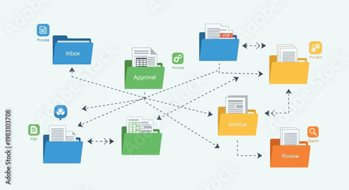 Illustration of digital document sharing and file transfer process.