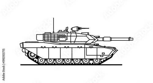 Modern Main Battle Tank Blueprint - Side View