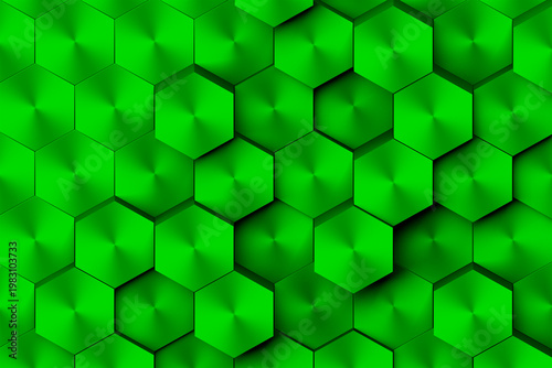 green 3d rendering of Abstract Honeycomb Design Futuristic design.