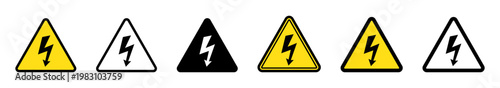 High Voltage Warning Sign Set, Electrical Hazard Triangle with Lightning Bolt Symbols