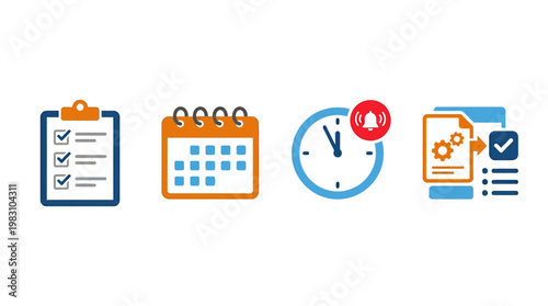 Business schedule planning organization icons.