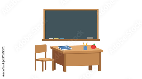 Wooden School Desk and Chair Furniture.