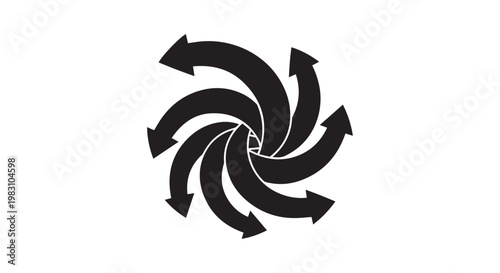 A dynamic spiral of arrows icon, illustrating concepts of direction, rotation, workflow, or circular movement in a visually engaging way.