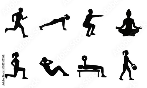 silhouettes of people doing yoga
