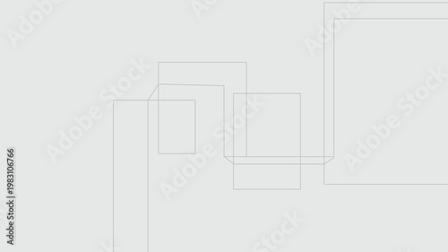 Minimalist abstract background design featuring a series of thin grey geometric line structures