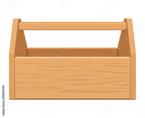 Classic empty wooden toolbox for carpentry and DIY tools