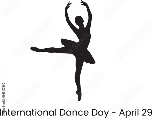 International Dance Day vector illustration with graceful ballet dancer silhouette in elegant celebratory pose design