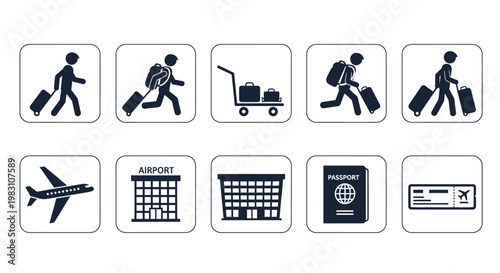 Collection of Travel and Airport Icons for Your Next Journey.