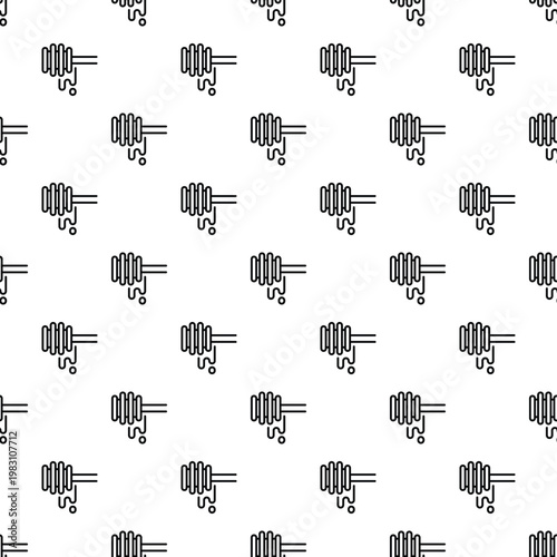Honey dipper dripping sweet golden liquid creating a repeating seamless pattern