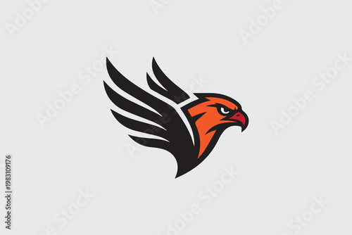Sharp falcon head mascot logo for competitive esports gaming team and sports club identity