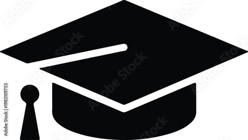 Silhouette academic graduation cap with tassel vector design