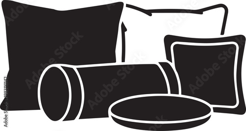 Modern black-themed bedroom decor items on a flat surface