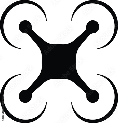 Silhouette black quadcopter drone flying transport vehicle vector design