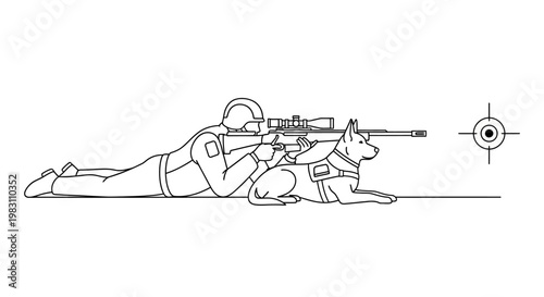 Sniper, Military Dog, Target Practice, Aiming, Tactical, K9 Unit, Precision