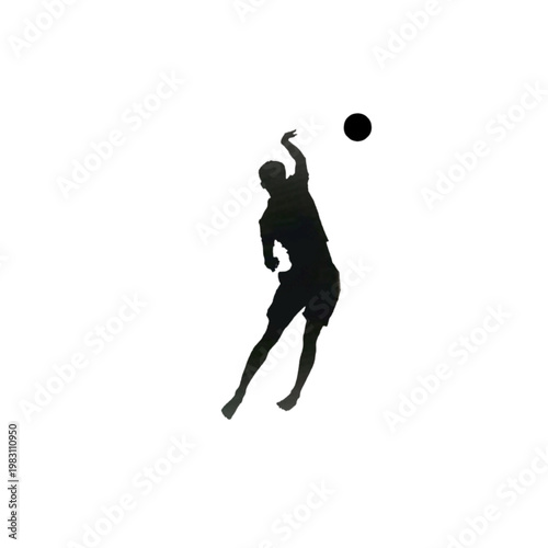 Silhouette of a Volleyball Player Spiking the Ball.