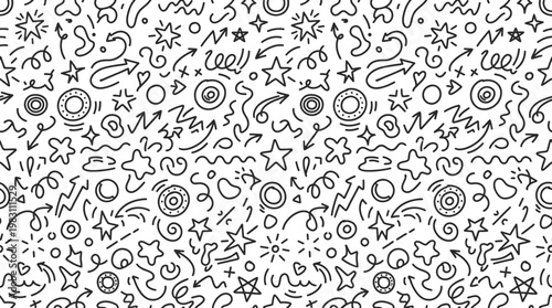 Black and white doodle patterns.