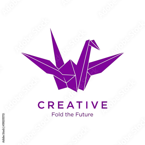Purple Origami Crane Logo Design.
