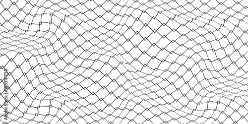 Steel wire chain link fence seamless pattern. Metal lattice with rhombus, diamond shape silhouette. Grid fence background.