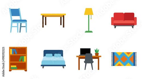 Furniture objects for home interior.