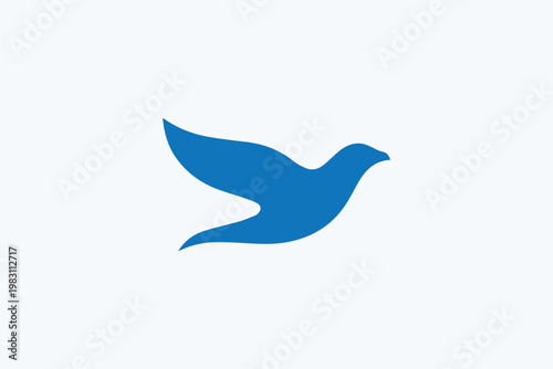 Simple blue bird silhouette icon for social media app and communication brand identity