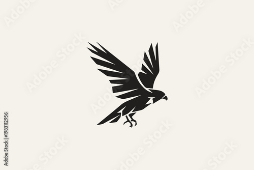 Flying eagle silhouette logo for professional aviation company and corporate leadership brand