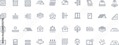 Roof icons set Pixel perfect. window, construction, protection,protection