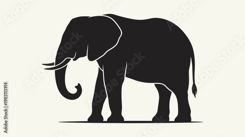 Black silhouette of an elephant.