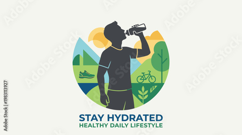 Man Drinking from Water Bottle.