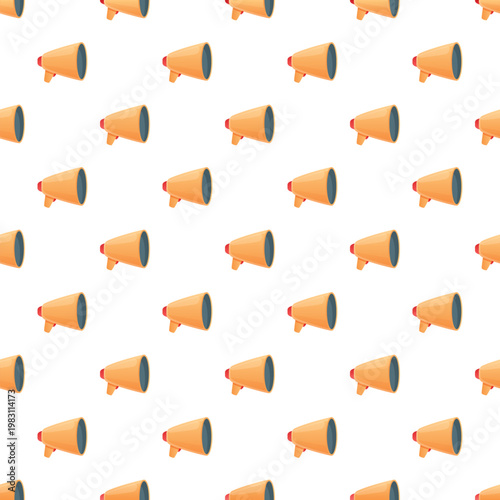 Repeating megaphone loudspeakers creating a seamless pattern on a clean white background