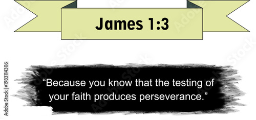 James 1 3 Bible Verse Banner Yellow Ribbon Black Brush Stroke Quote Scripture Christian Religious Graphic Design Element Vector Illustration Transparent Background