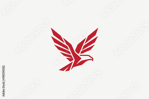 Red geometric flying eagle logo for modern esports team and technology brand identity