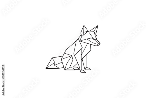 Wireframe geometric fox logo design for smart technology and modern branding studio identity