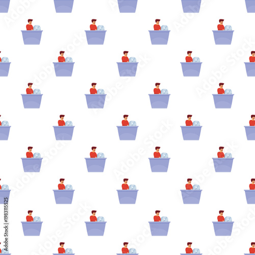 Seamless pattern of business customer service operators receiving clients at a counter