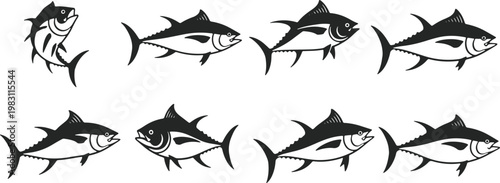 School of tuna fish swimming together in the ocean