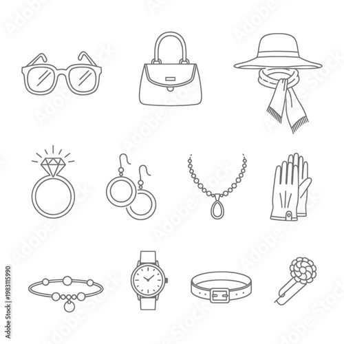 Women's fashion accessories line art