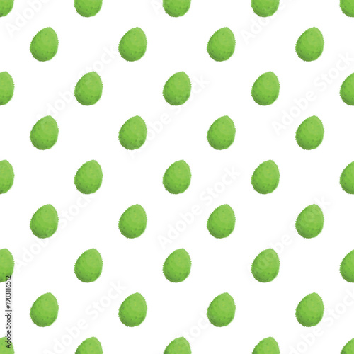Green soursop fruits repeating as a tropical food background