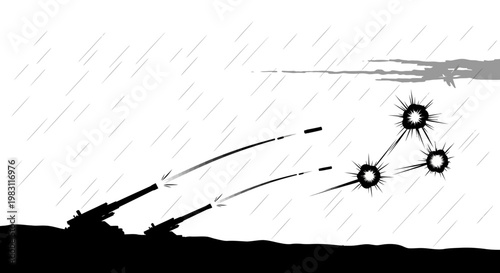 Artillery Bombardment of Networked Targets in Rainy Weather