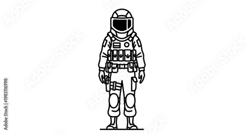 Astronaut in Tactical Suit, Space Explorer, Sci-Fi Soldier, Futuristic Military Gear
