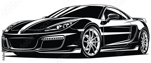 Modern black sports car silhouette with sleek futuristic design.