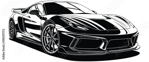 Modern black sports car silhouette with sleek futuristic design.