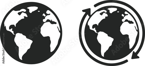 Earth's rotation illustrated with a globe and circular arrow