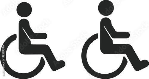 Two icons depicting a person in a wheelchair with different arm positions