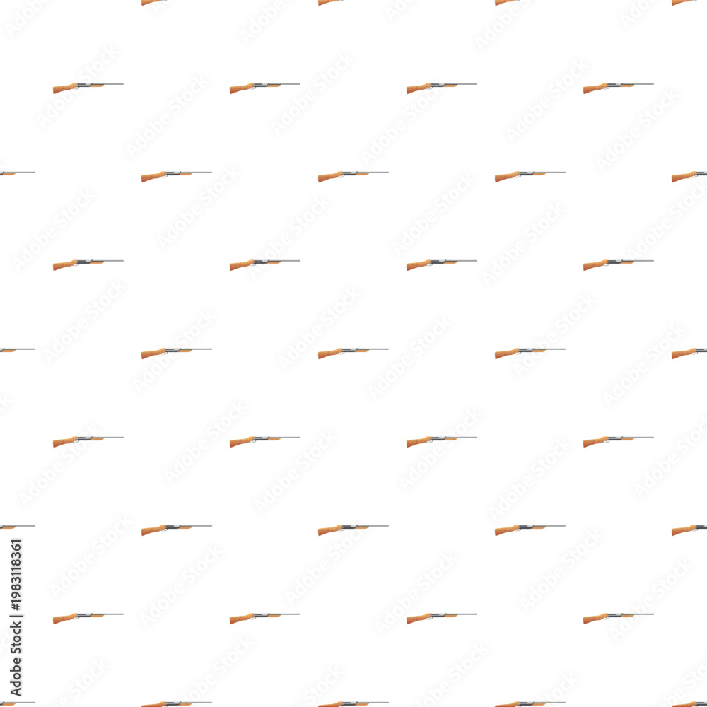 Fototapeta premium Repeating pattern of lever action hunting rifles arranged horizontally on a white background