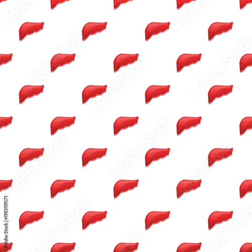 Human liver organs creating a seamless pattern for medical and biology themes