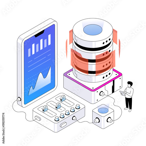 An eye catching design illustration of mobile analytics 