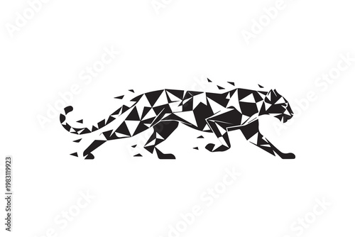 Geometric polygon panther logo for modern sports apparel and technology brand identity
