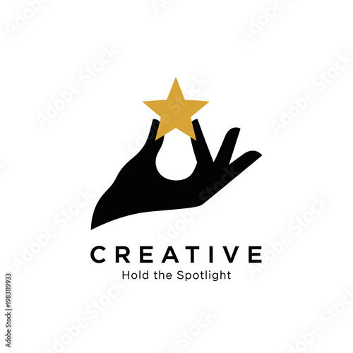 Hand Holding Yellow Star Symbol.