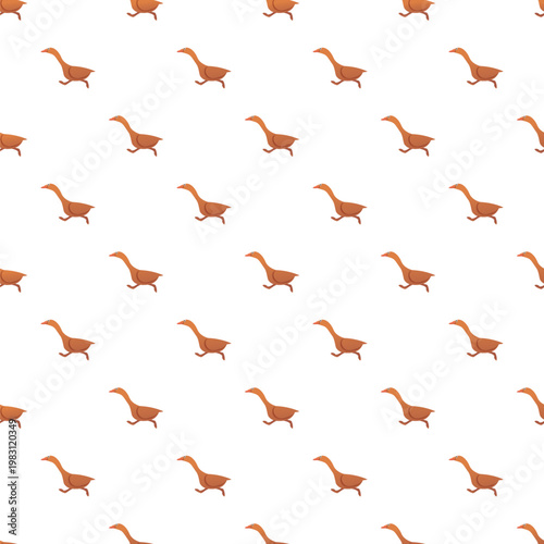 Brown geese running in a flat design seamless pattern