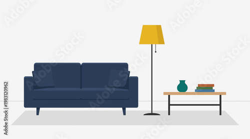 Modern Blue Sofa Furniture Interior.