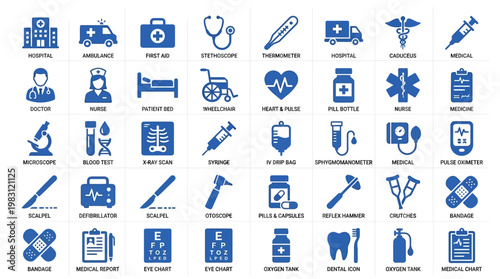 Medical Healthcare Symbols Icons Set.